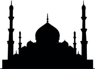 mosque silhouette vector, islamic mosque black vector, mosque symbol