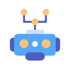 Obraz premium Cute cartoon robot head on black background illustration