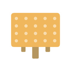 Cartoon cracker with symmetrical hole arrangement, simple style.