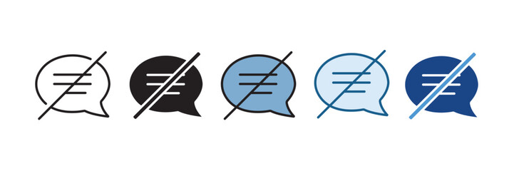No Chat Icon Set – Minimalist Communication Restriction Symbols