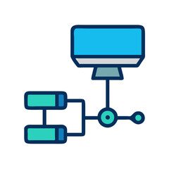 Simple graphic icon depicting network connections and data flow