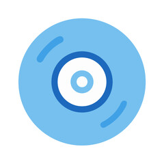 Minimalist Light Blue CD Icon on Black Background