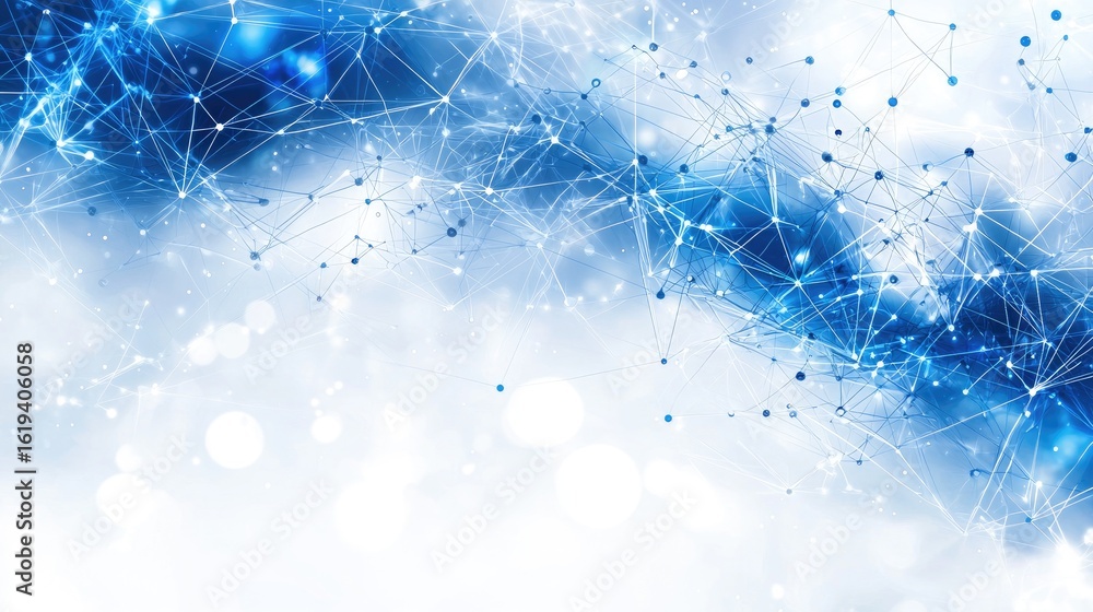 Poster abstract blue digital connections and networks illustrating technology and communication in modern b
