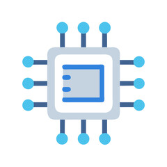 Fototapeta premium Minimalist flat illustration of a computer chip on black