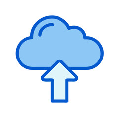 Blue cloud with upward arrow symbol on black background