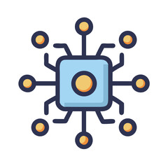 Digital circuit board with connections graphic illustration concept