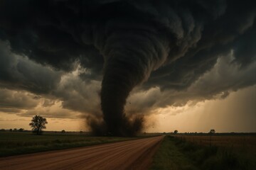  Violent Tornado Over Rural Farmland