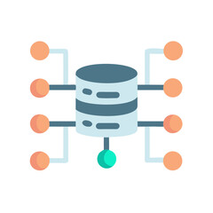 Centralized data server with nodes on a black background