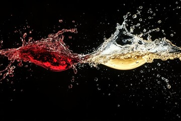 Two wines collide creating a splash on black. Use it to add an elegant feel to your project.