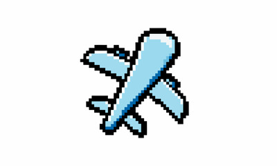 cute Plane cartoon pixel illustration