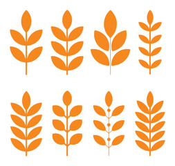 Naklejka premium Orange Plant Stems Leaves Botanical Elements Collection leaf