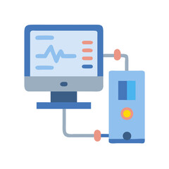 Medical monitor displays vital signs connected to testing device