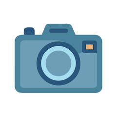 Stylized blue vintage camera illustration on a black background