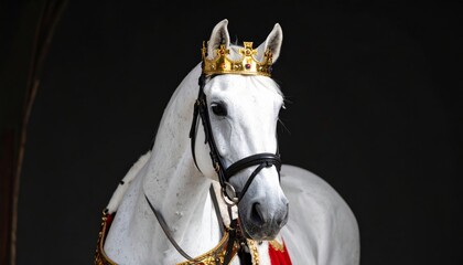 White Horse in Royal Armor with a King's Crown 
