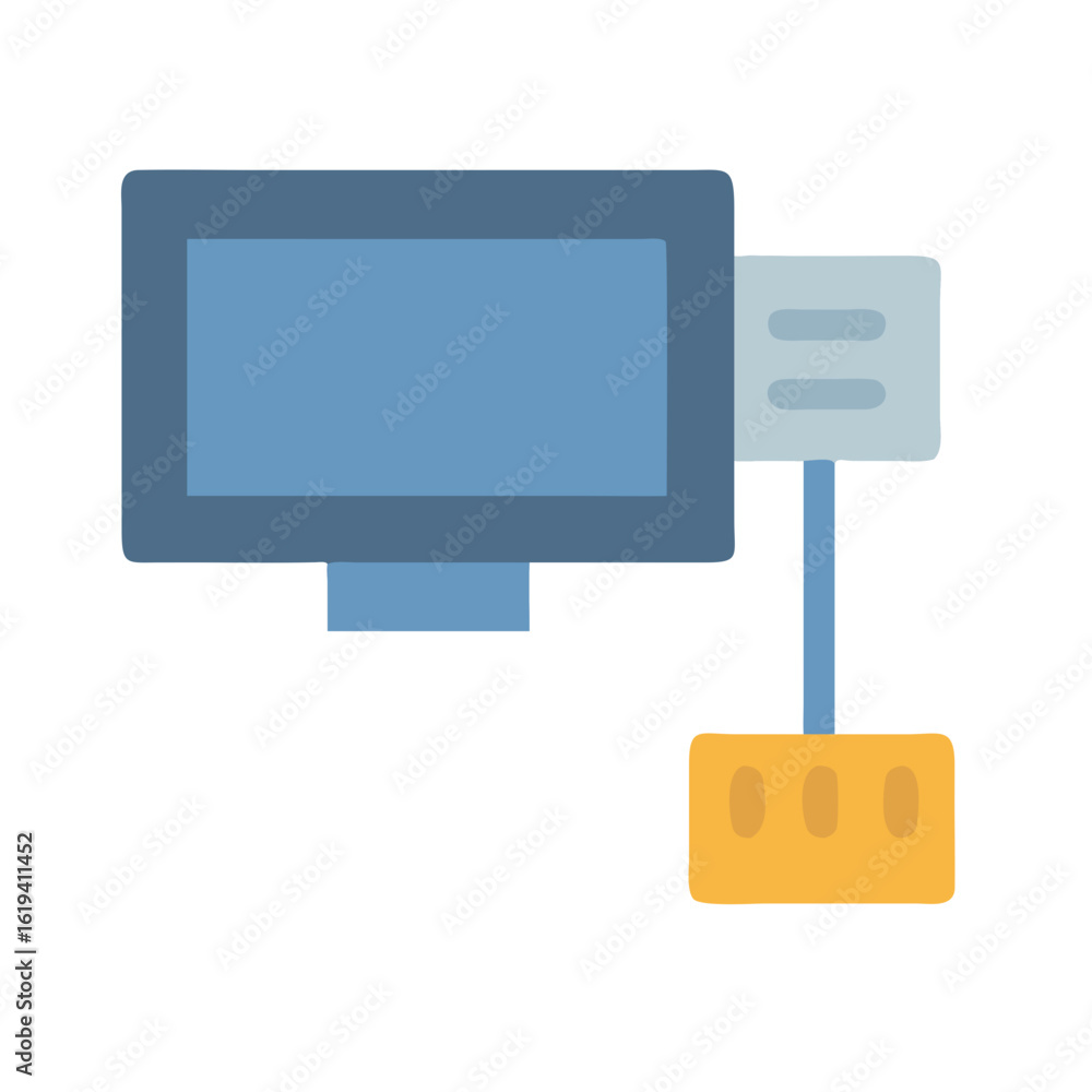 Poster Flat design illustration of a connected computer system setup