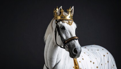 White Horse in Royal Armor with a King's Crown 