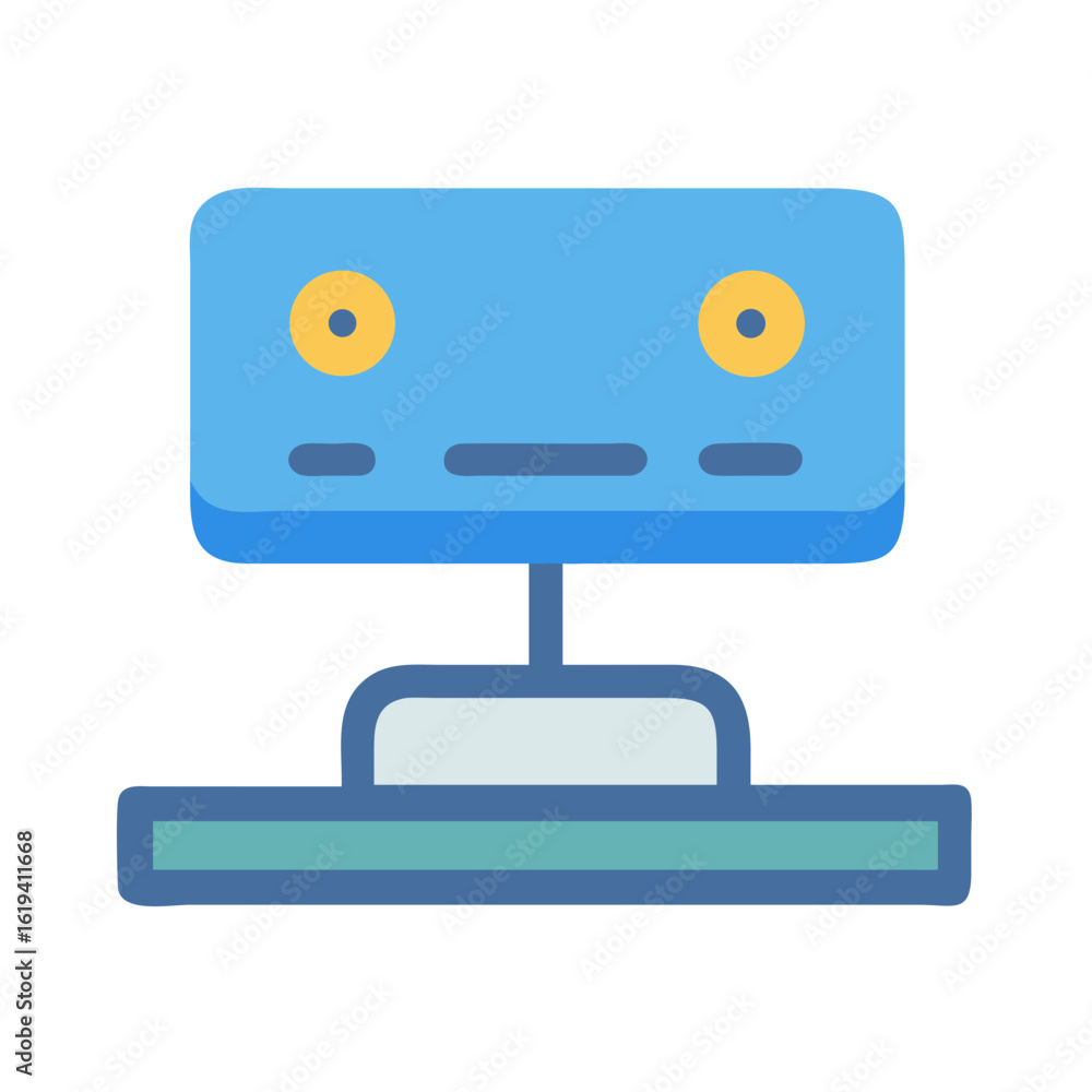Poster Flat style icon of a robotic screen display stand