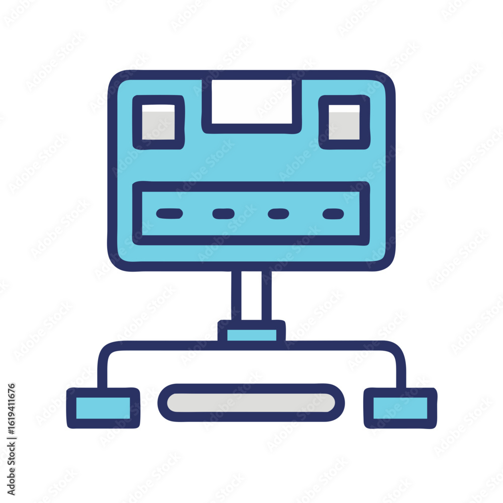 Poster isolated network server stock image in turquoise flat style