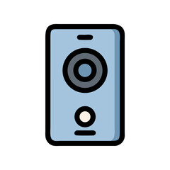 Stylized Light Blue Speaker Icon Against Black Background