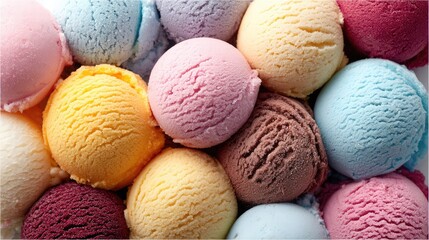 Delicious colorful ice cream scoops dessert summer treat background