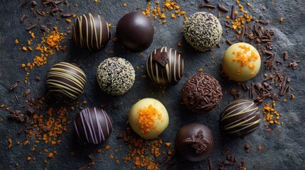 Delicious gourmet chocolate truffle assortment dessert  food