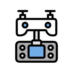 Simple Drone Remote Control Minimalistic Icon on Black Background