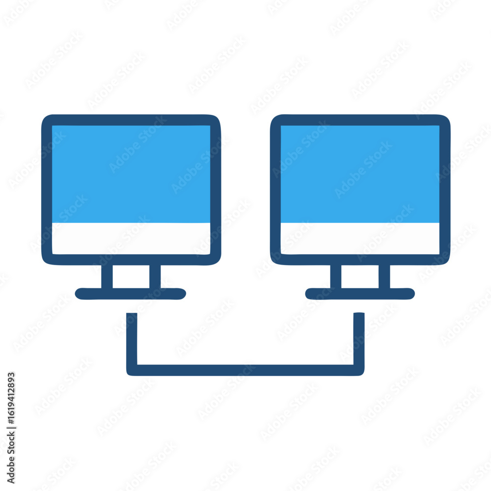 Poster connected computer screens network icon isolated against black background