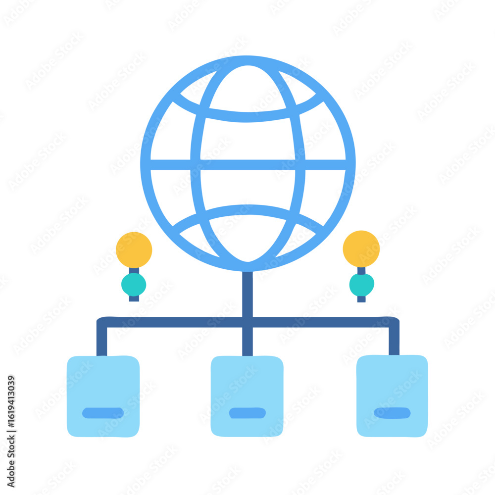 Aufkleber global network connecting multiple servers and devices illustration