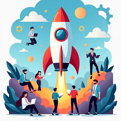 Modern Business Vectors – Teamwork, Startup Growth, and Success Concept

