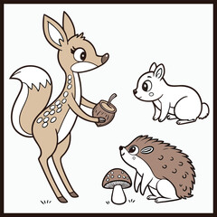 Coloring page outline of cute deer