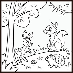 Fototapeta premium Coloring page outline of cute deer
