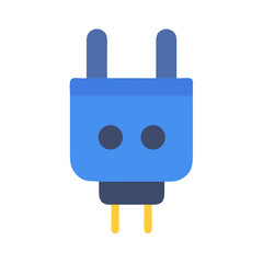Blue electric plug on a black background design icon