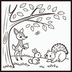 Coloring page outline of cute deer