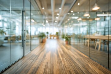 Fototapeta premium Blurred view of modern office hallway (1)
