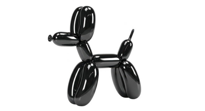 3d black balloon dog sculpture render on transparent background - Powered by Adobe