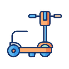 Isolated electric scooter with blue and orange accents design