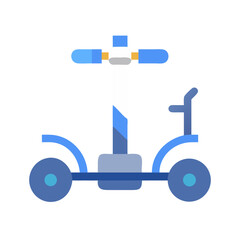 Flat illustration of a two-wheeled electric scooter on black