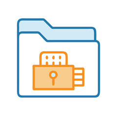 Digitally secured folder: data protection and privacy symbol
