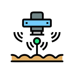 Soil sampling abstract illustration with probe, testing process depiction