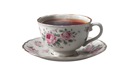 Delicate Bone China Teacup in Vintage Style – Isolated