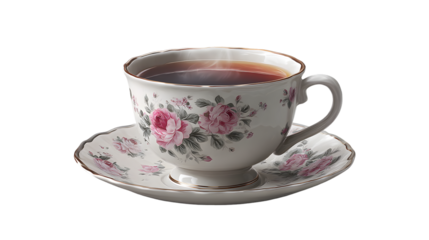 Delicate Bone China Teacup in Vintage Style – Isolated