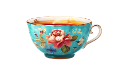 Victorian-Style China Teacup on Clean White Surface