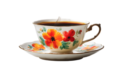 Classic Vintage Teacup with Saucer – Studio Shot on White