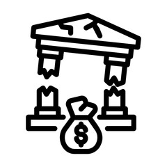 bank crisis Line Icon