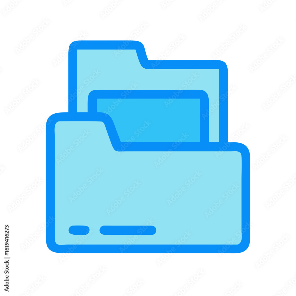 Poster Blue data folder icon for file organization and storage