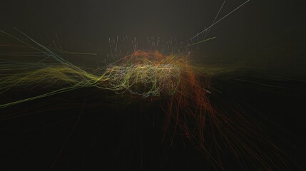 Abstract digital illustration of interconnected lines, creating a dynamic and complex network.