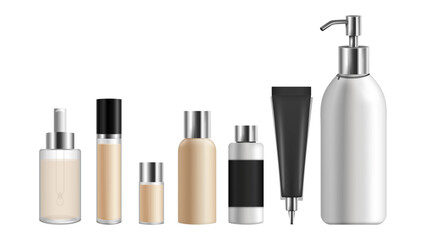 set of cosmetic bottles