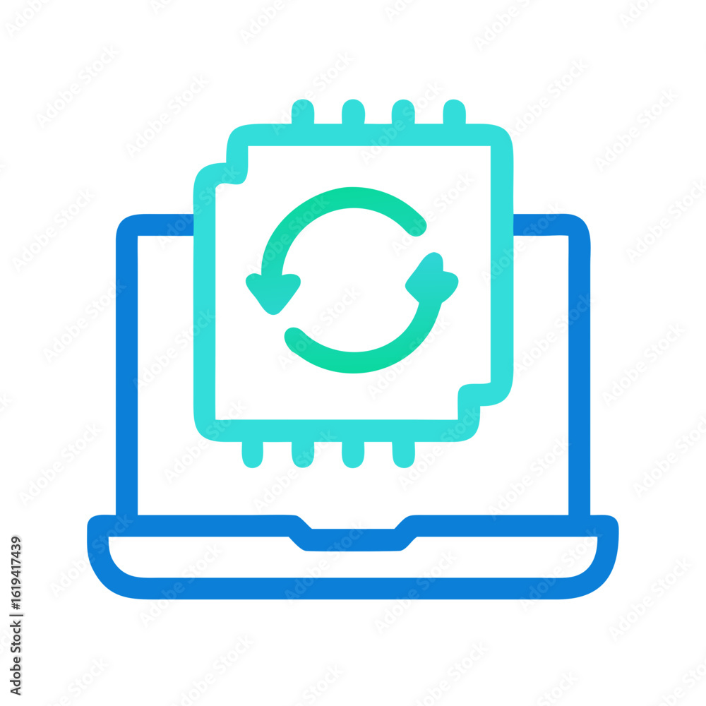 Aufkleber laptop software update or synchronizing data graphic symbol