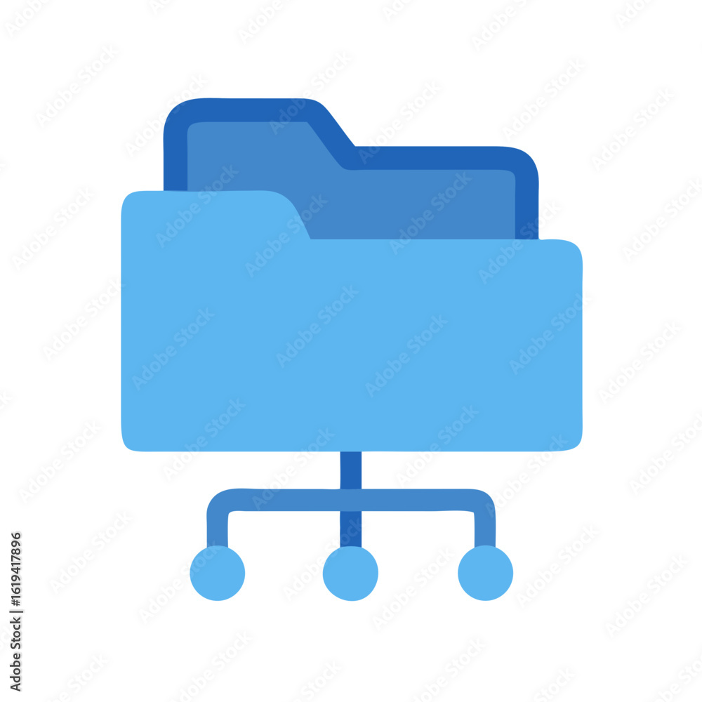 Poster connected folder network icon, database design, file sharing concept