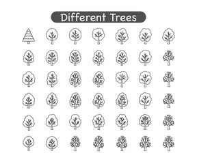 Minimalist Seasonal Tree Icons: Black & Line Art Summer, Spring & Winter